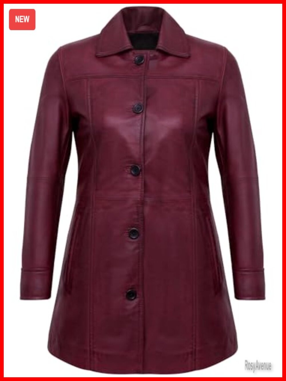 Real Lambskin Leather Coat Womens Long Button Carcoat Jacket